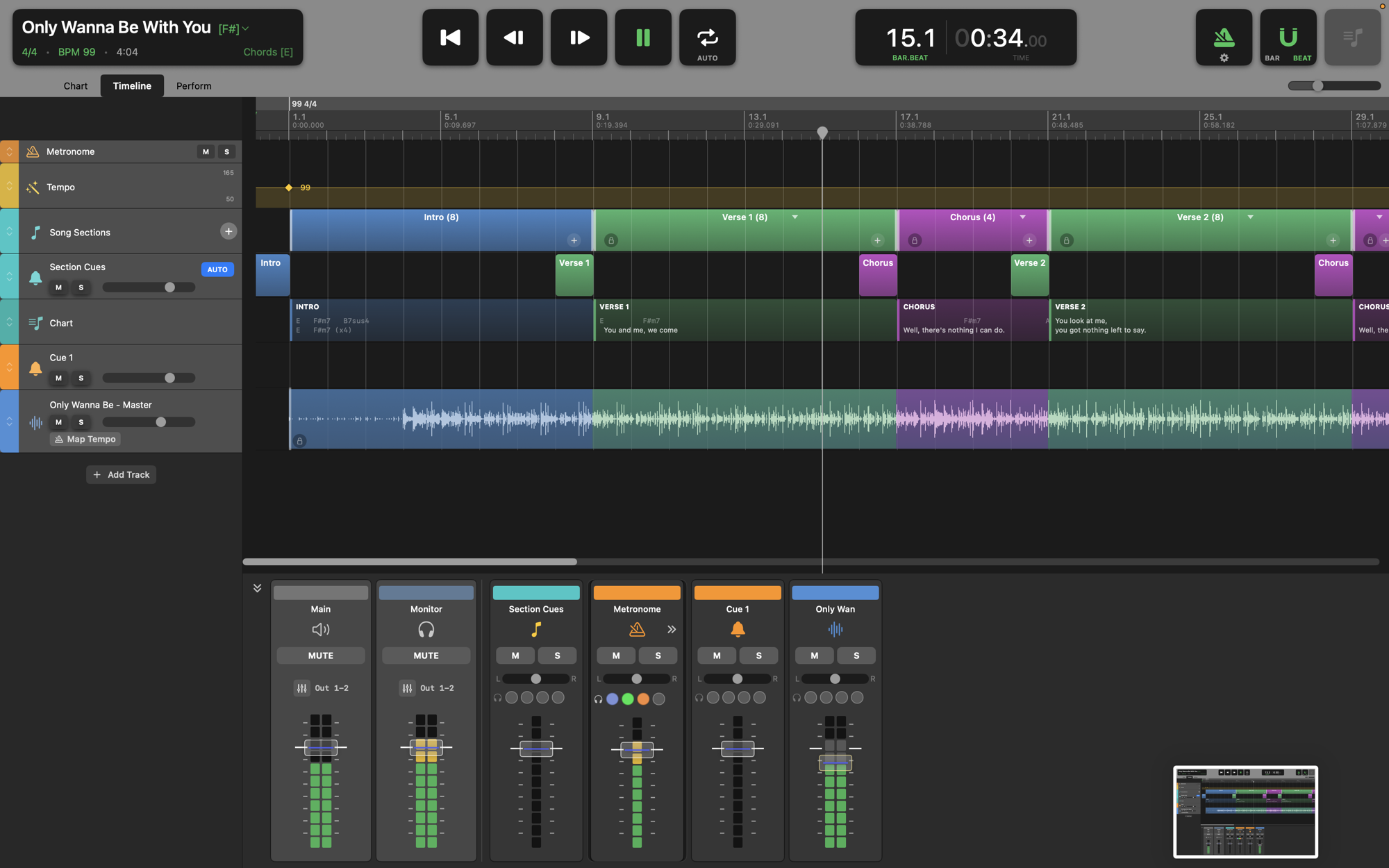 Downbeat Timeline view